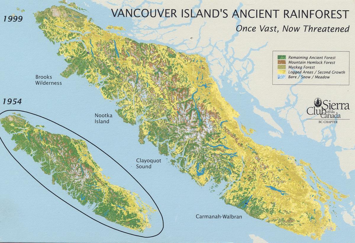 dažďového pralesa vancouver island mapa