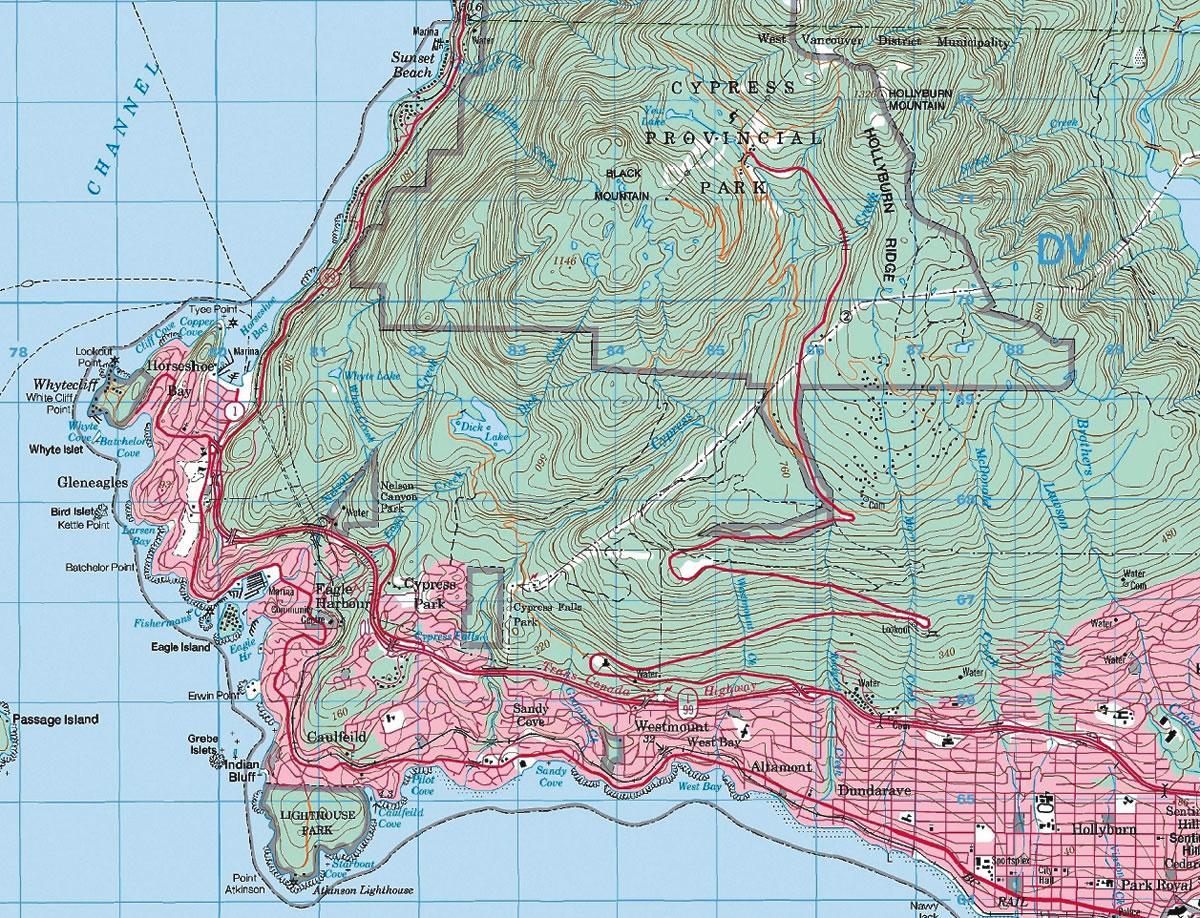 Mapu vancouver topografické
