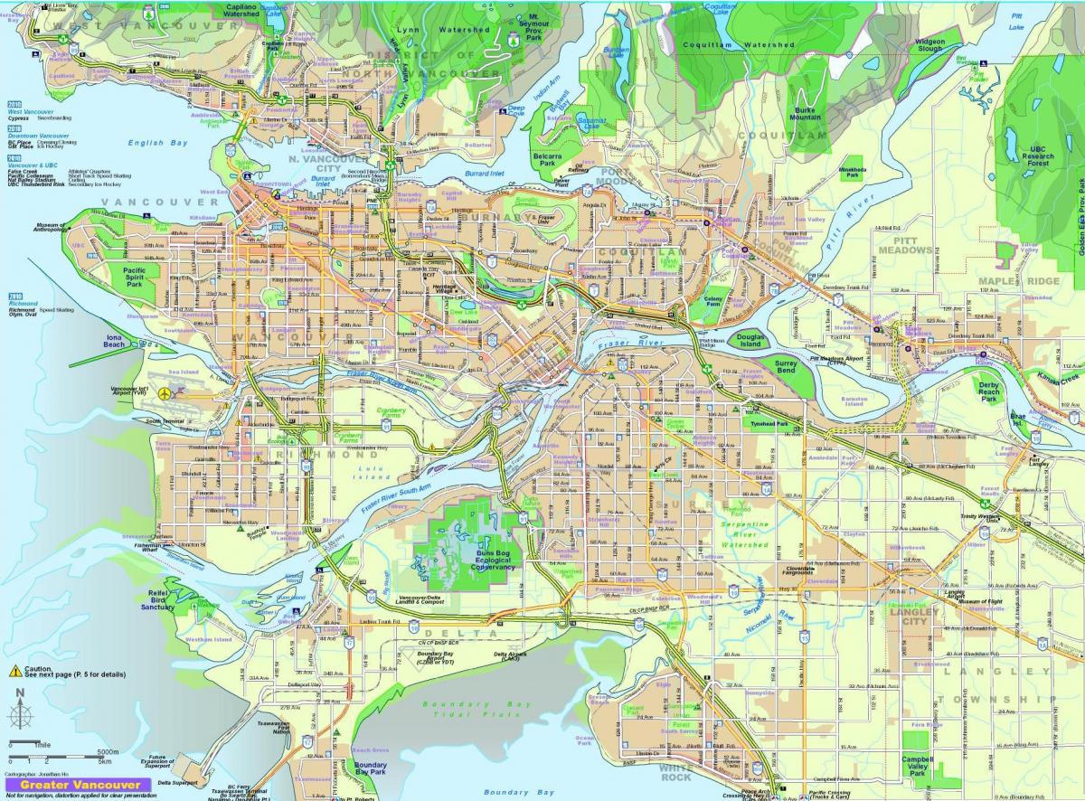 Mapa veľkej vancouver
