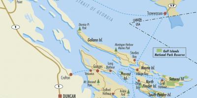 Mapa gulf islands bc canada