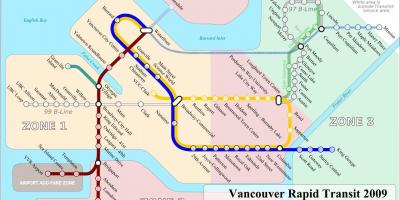 Vancouver skytrain zóny mapu