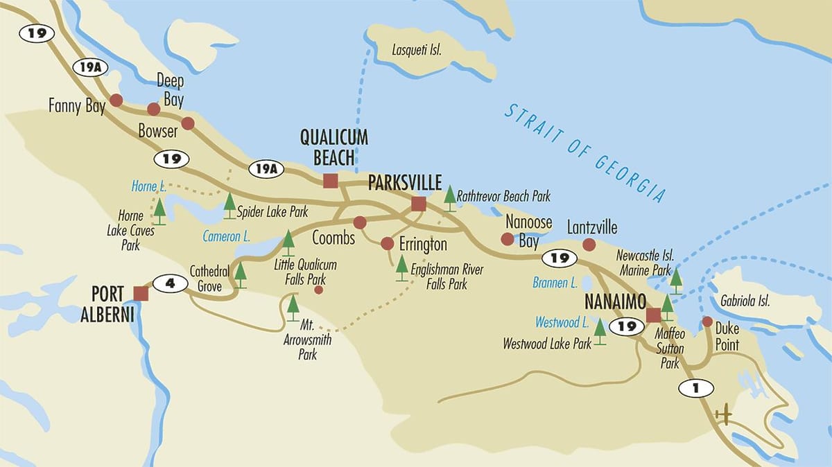 Mapa strednej vancouver island