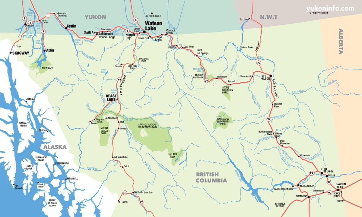 Mapa južnej british columbia