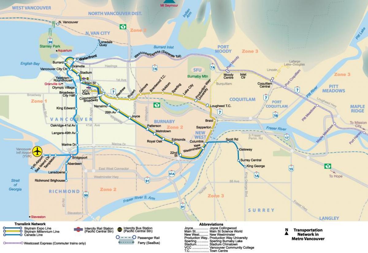 Mapa metro vancouver oblasti