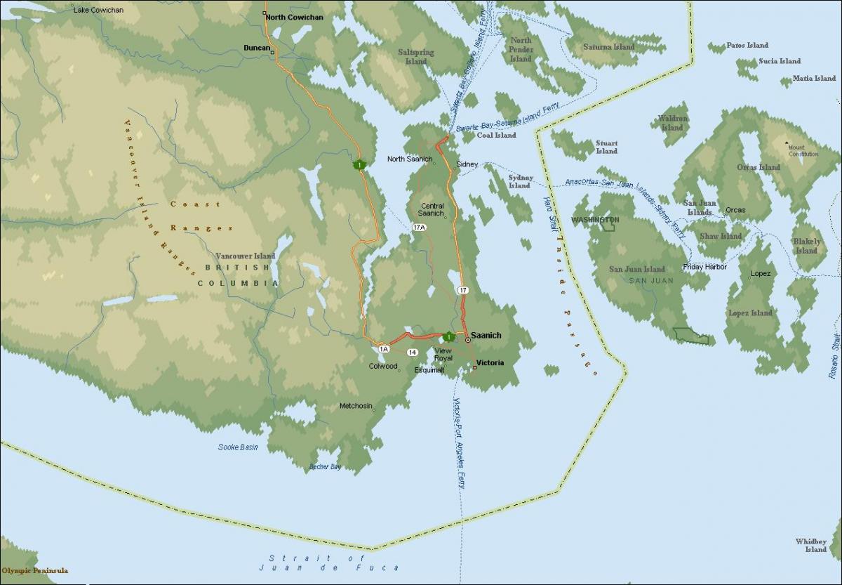 Mapa saanich vancouver island