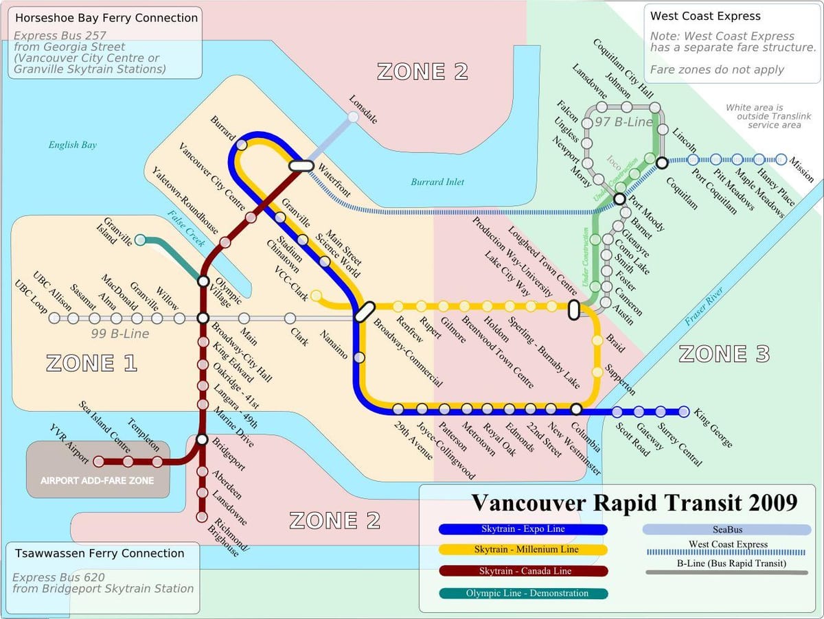 vancouver skytrain zóny mapu