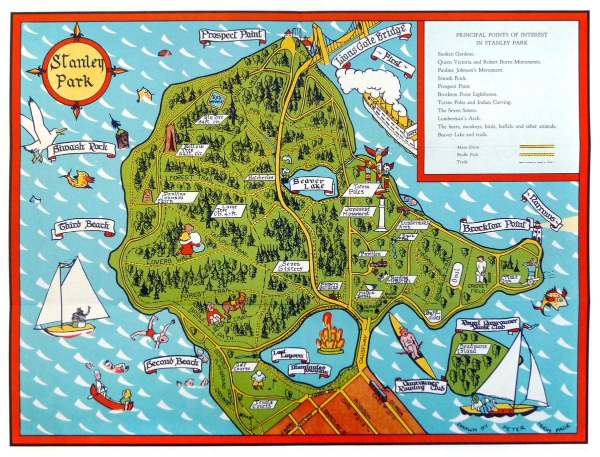 Mapa stanley park prechádzky