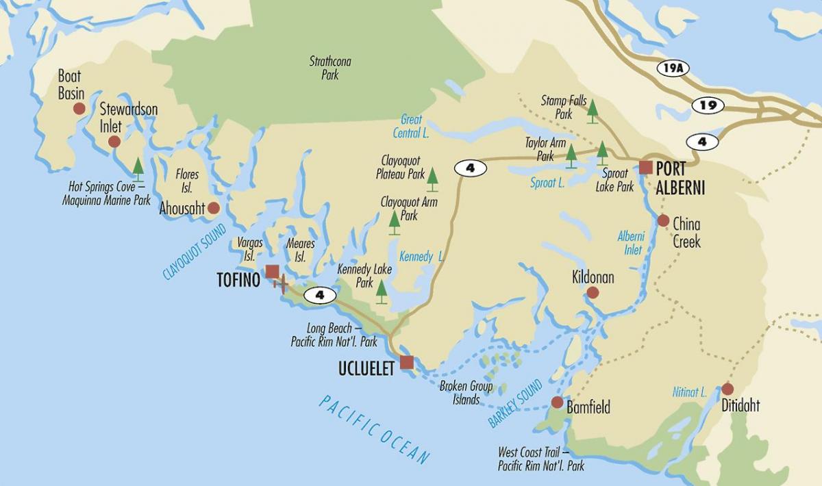 Mapa ucluelet vancouver island