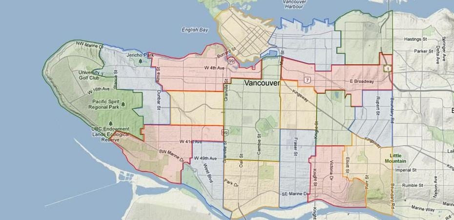 vancouver školskej rady spádovej mapu