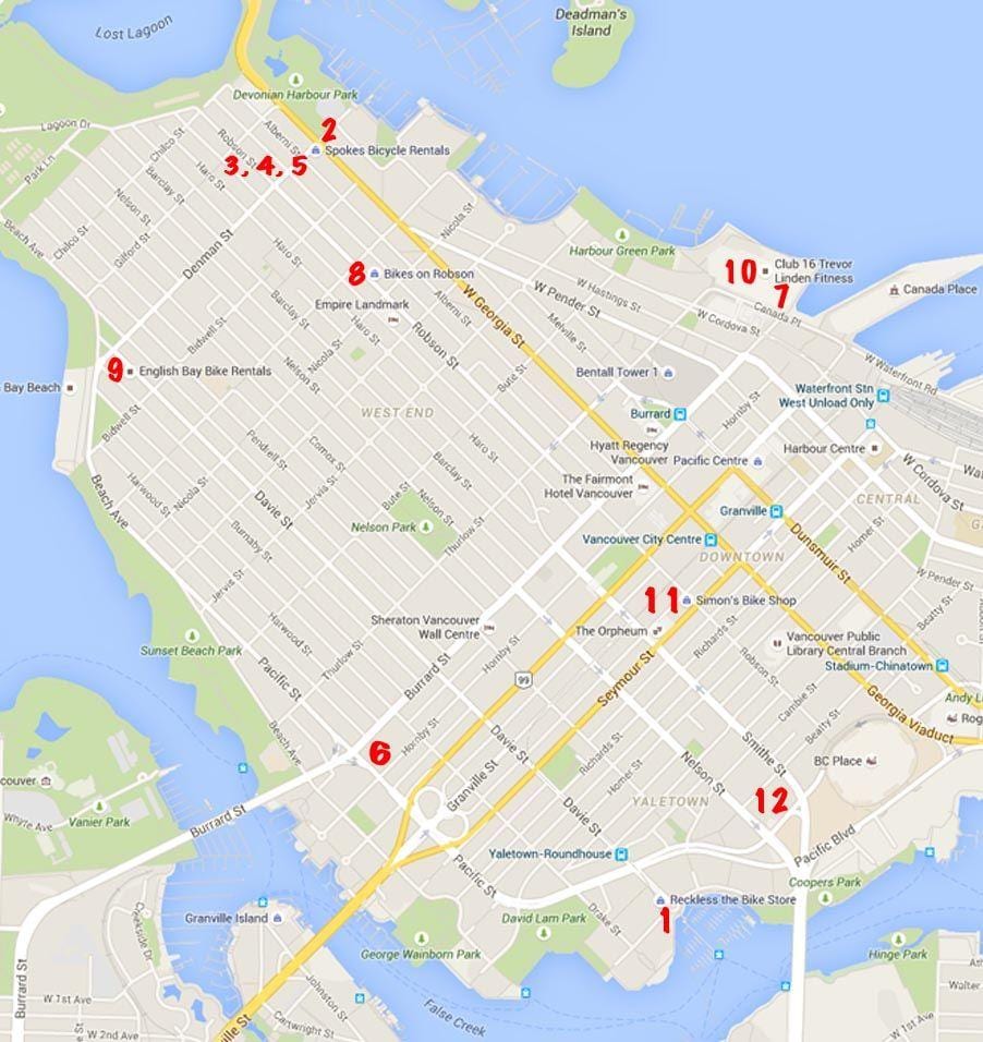 vancouver požičovňa mapu