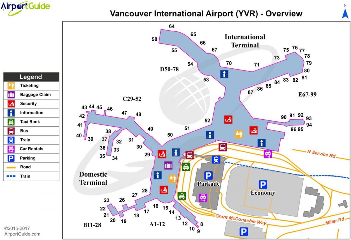 vancouver airport odchody mapu