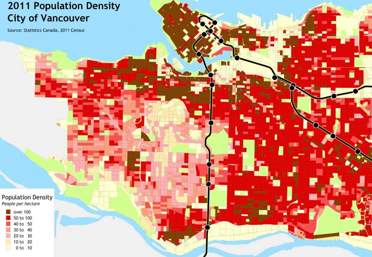 Mapu vancouver island hustota obyvateľstva