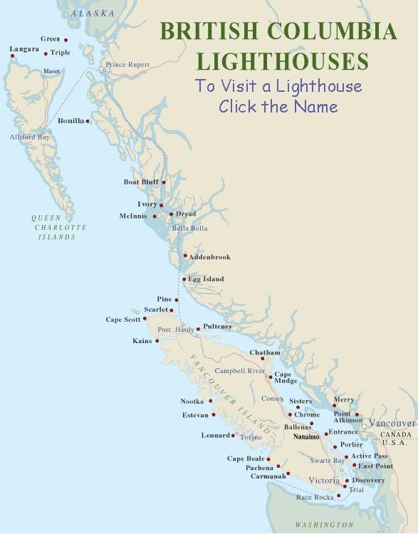 Mapu vancouver island majáky