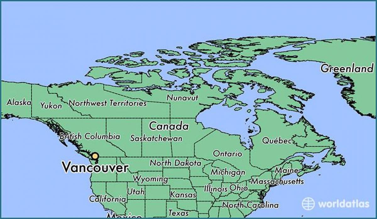 mapu kanady ukazuje vancouver