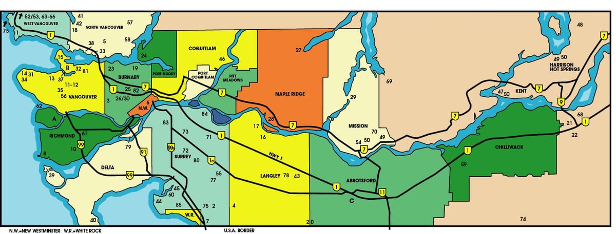mapa dolné pevniny british columbia