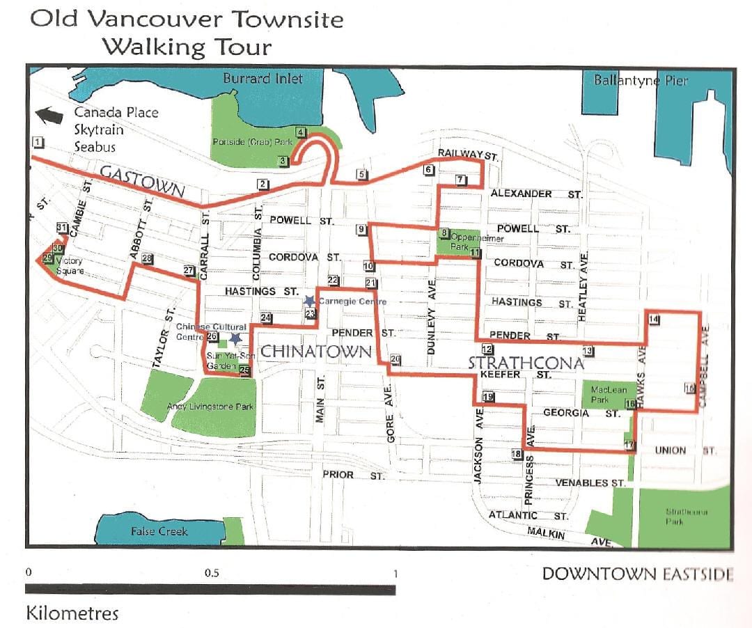 vancouver pešia prehliadka mapu