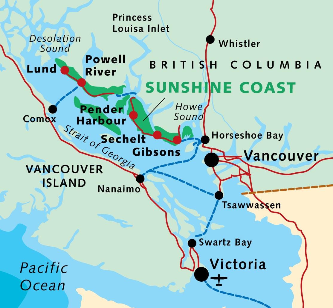 british columbia pobreží mapu