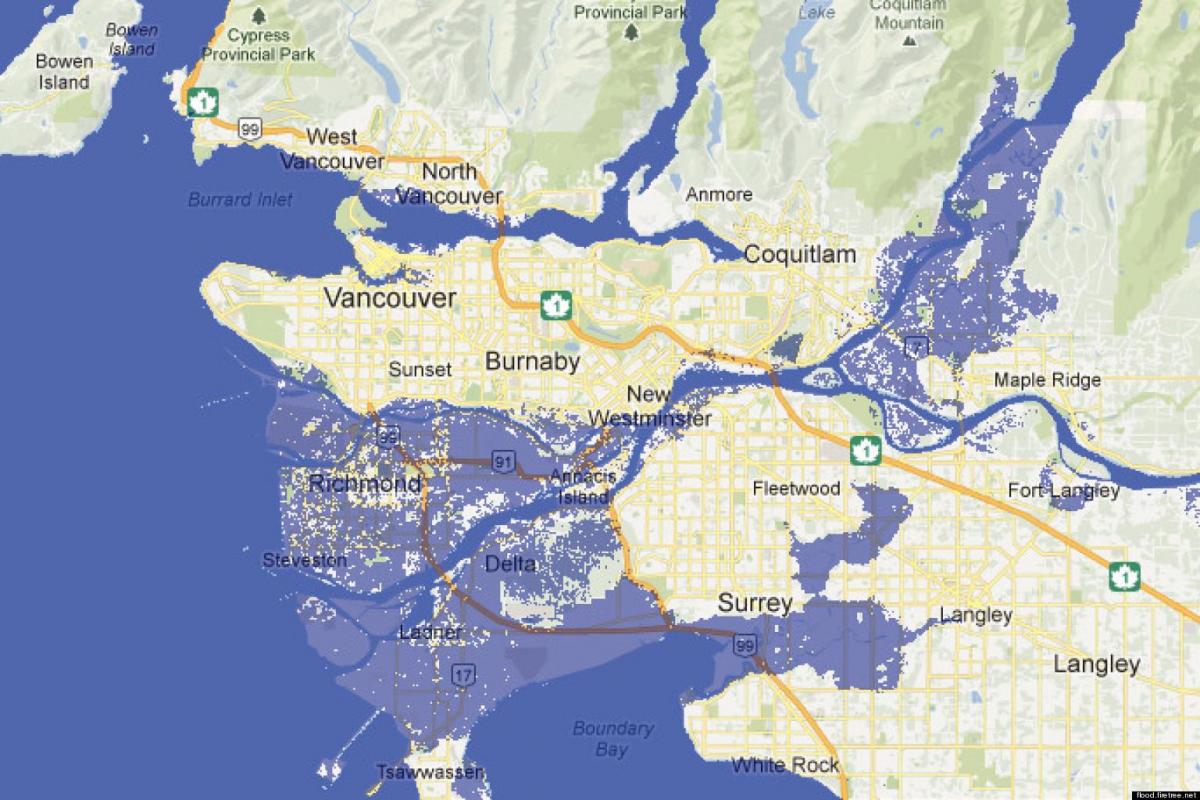 Mapu vancouver pred povodňami