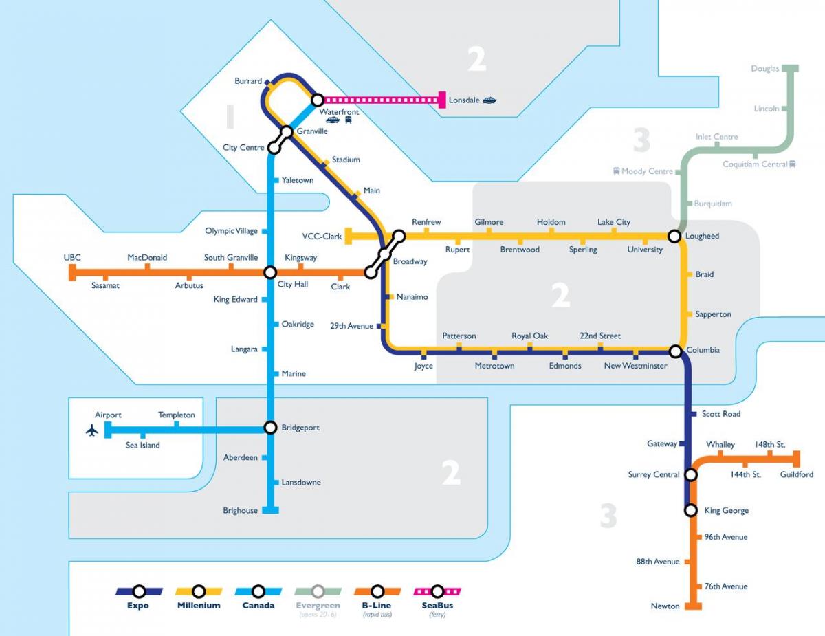 Mapu vancouver tranzitnej zóne
