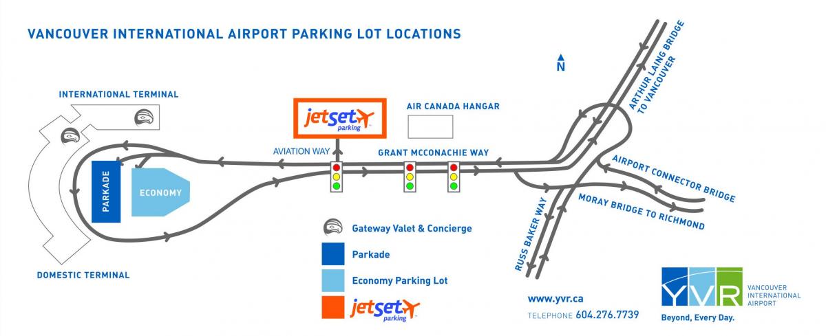 vancouver airport parkovanie mapu