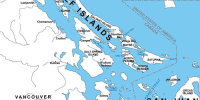 Mapa severnej gulf islands 