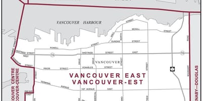 Mapa východnej vancouver 