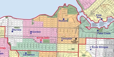 Vancouver škole okresné hranice mapu