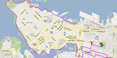 Mesto vancouver bicykli mapu