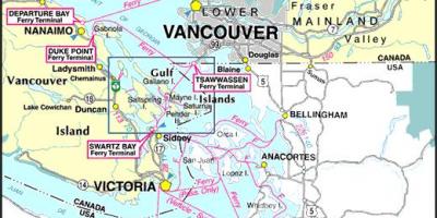 Vancouver island ferry trasy mapu