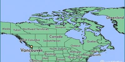 Mapu kanady ukazuje vancouver