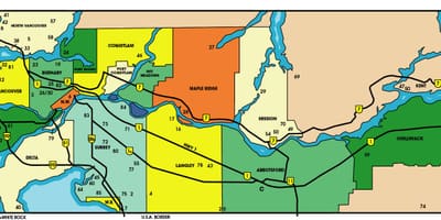 Mapa dolné pevniny british columbia