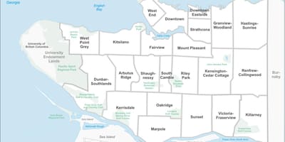Vancouver bc okolí mapu